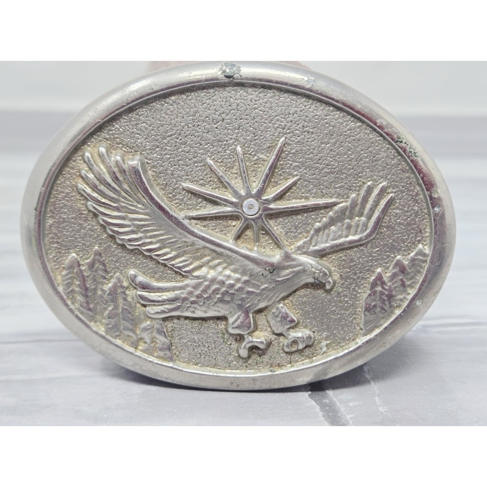 Vintage American Eagle Silver Tone Pewter Look Belt‎ Buckle